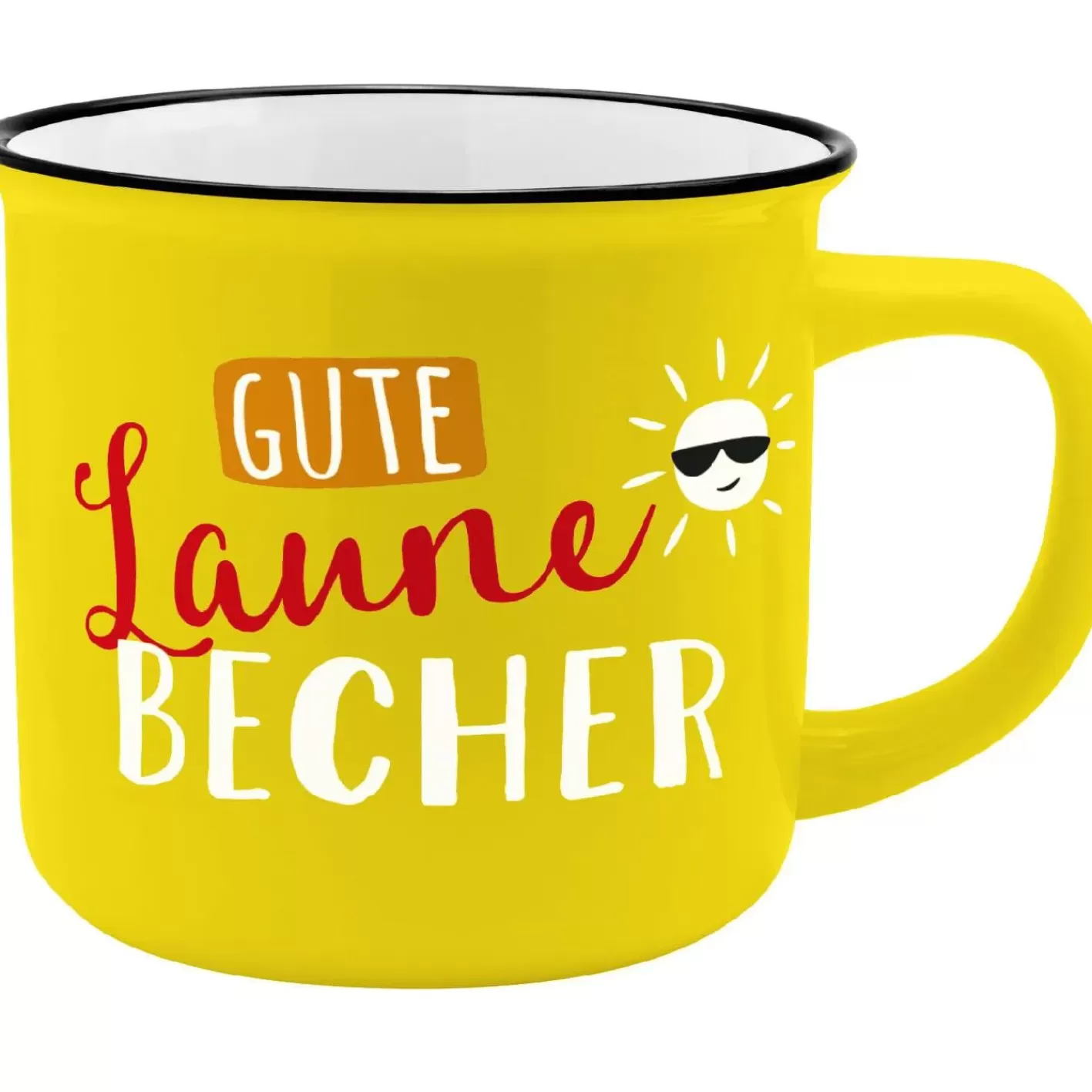 NANU-NANA Becher Emaille-Optik, Gute Laune Becher, 350 Ml Hot