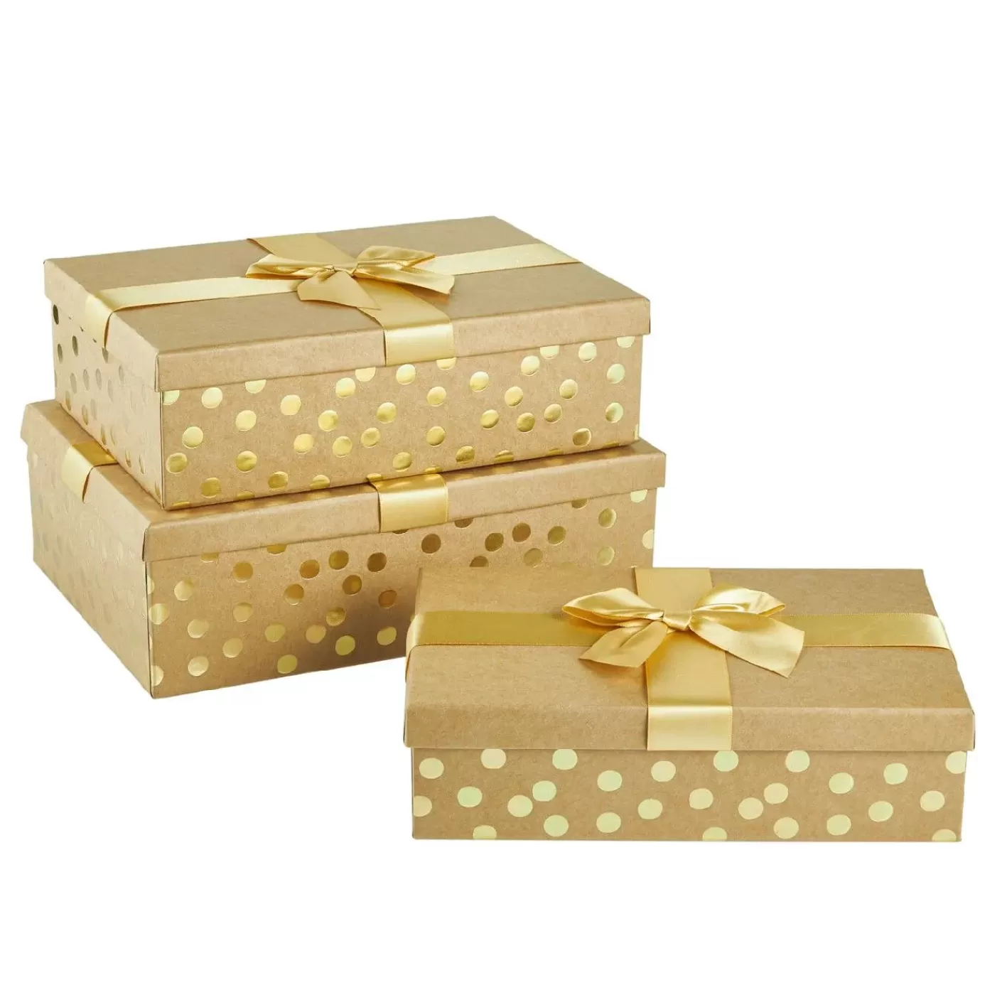 NANU-NANA 3er Set Geschenkkarton Dots/Schleife, Gold Outlet