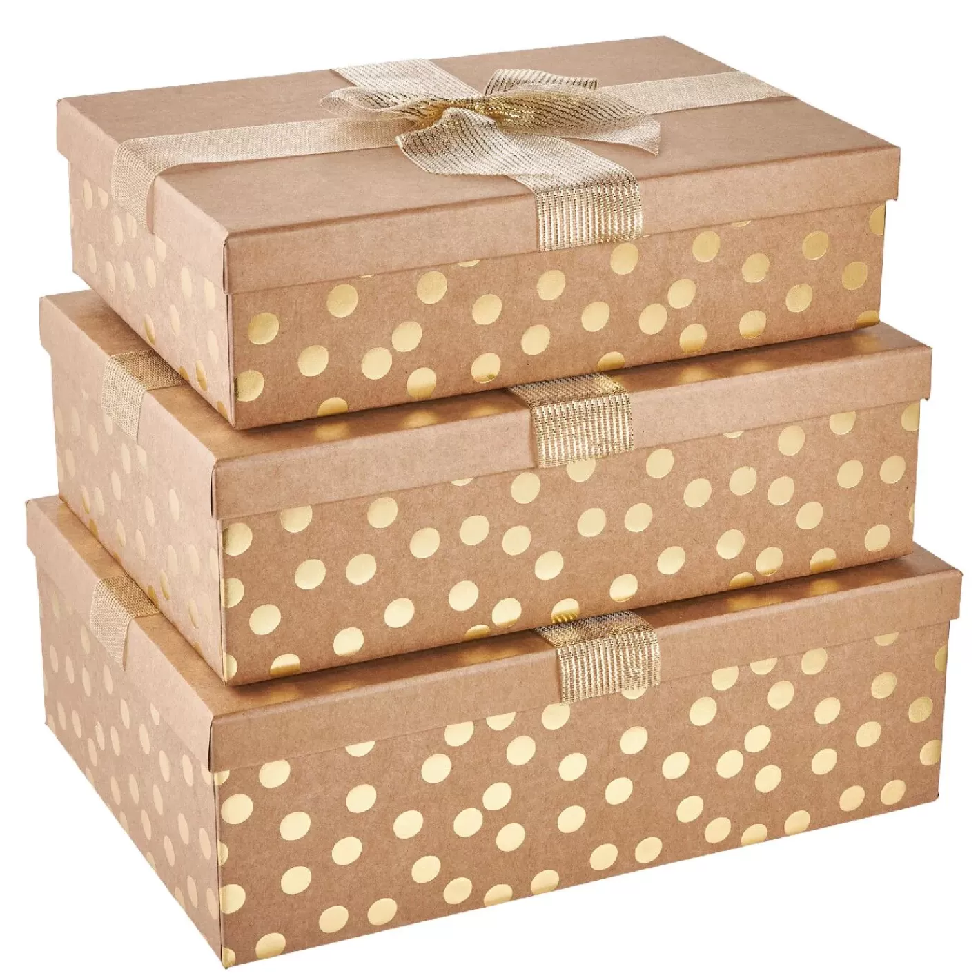 NANU-NANA 3er Set Geschenkkarton Dots/Schleife, Gold/lurex Sale