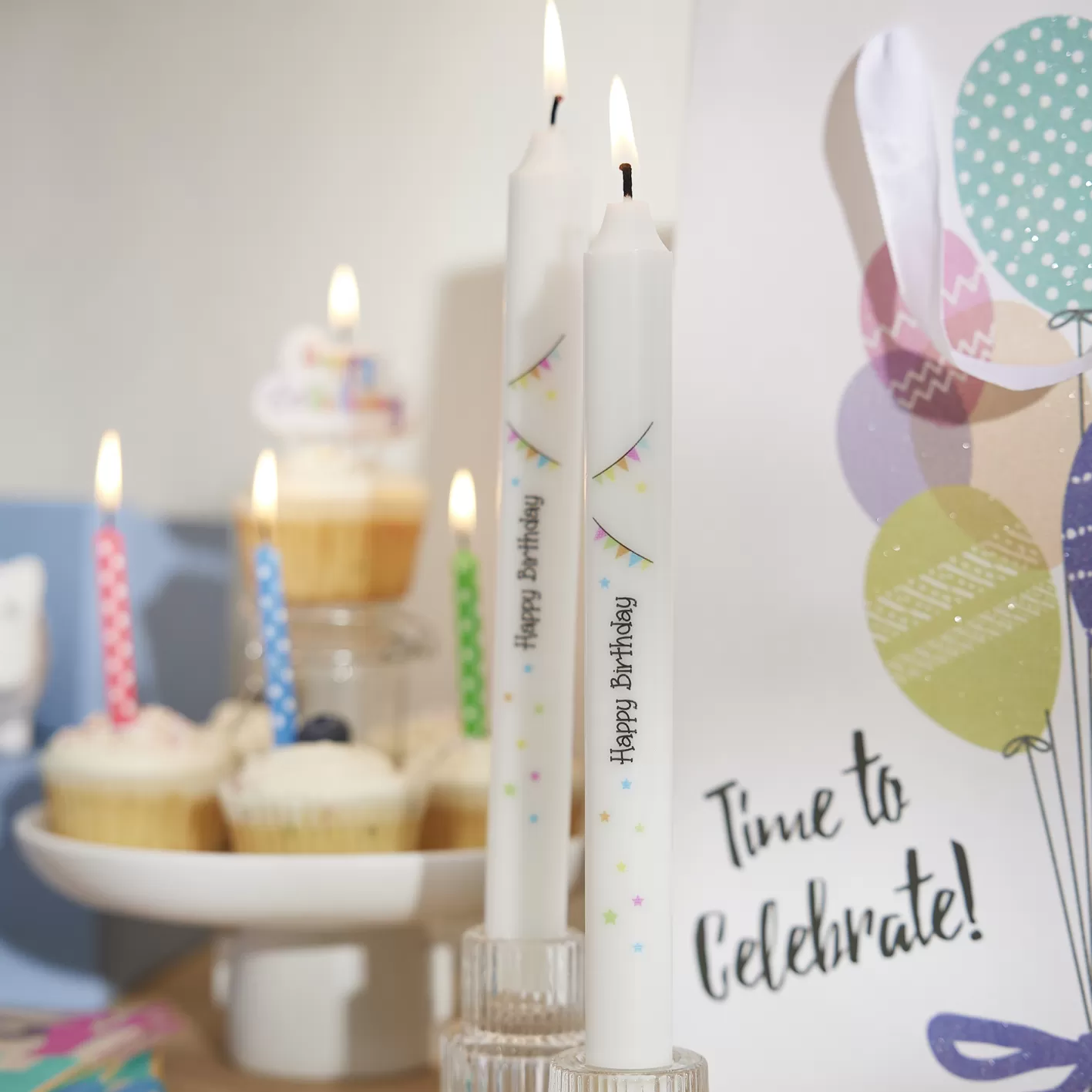 NANU-NANA 2er Set Stabkerze Geburtstag, Happy Birthday/schwarz Online
