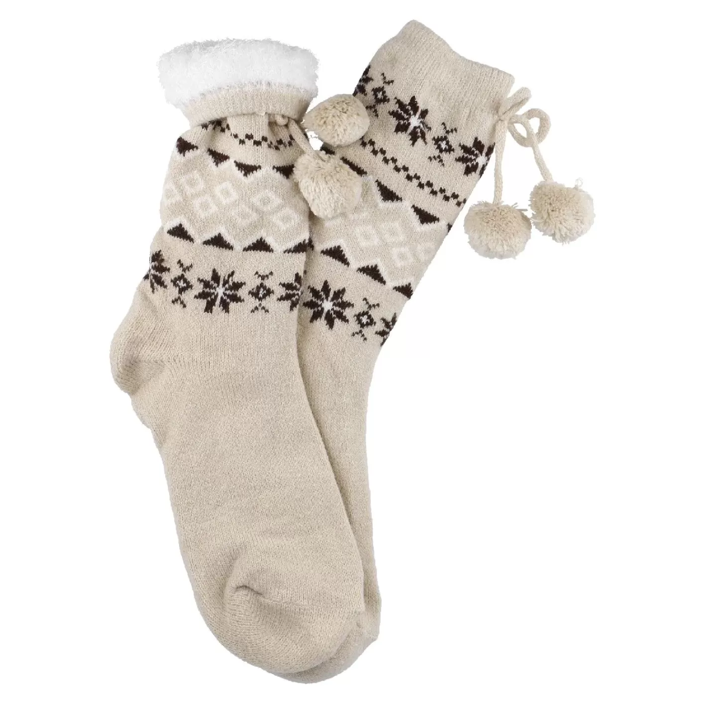 NANU-NANA Kuschelsocken Pompom, Beige, Onesize Clearance