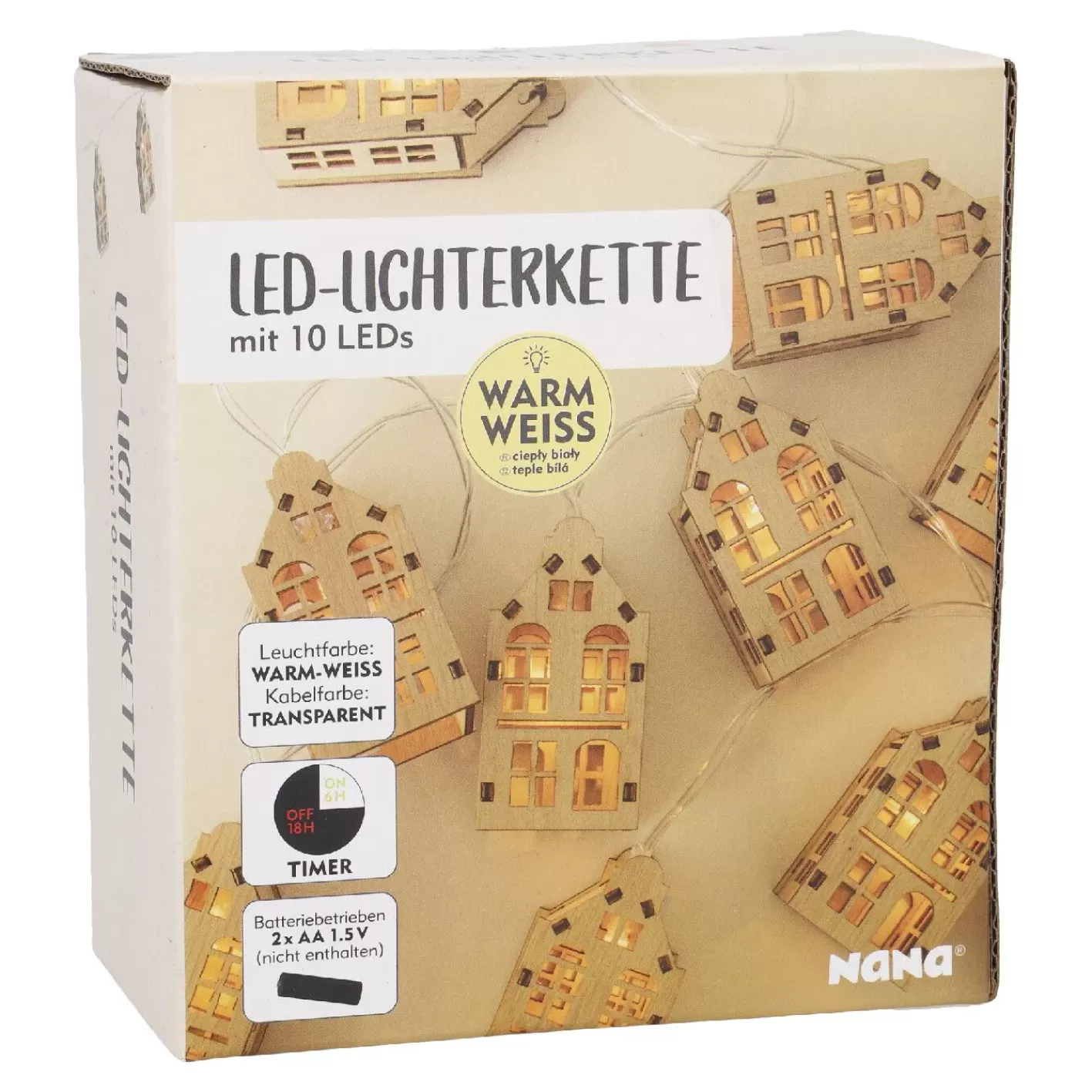 NANU-NANA LED-Lichterkette Häuser, 10er Sale