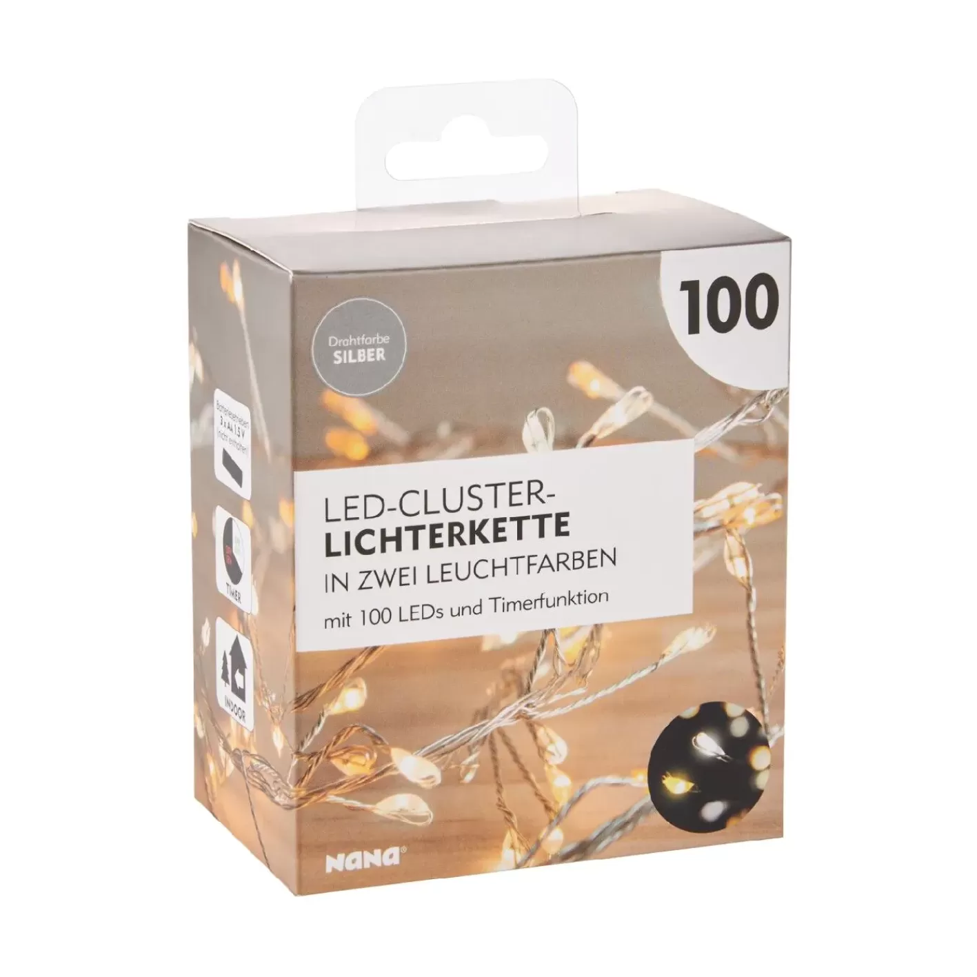 NANU-NANA Lichterkette Cluster, 2 Farben, Silber, 100er Outlet