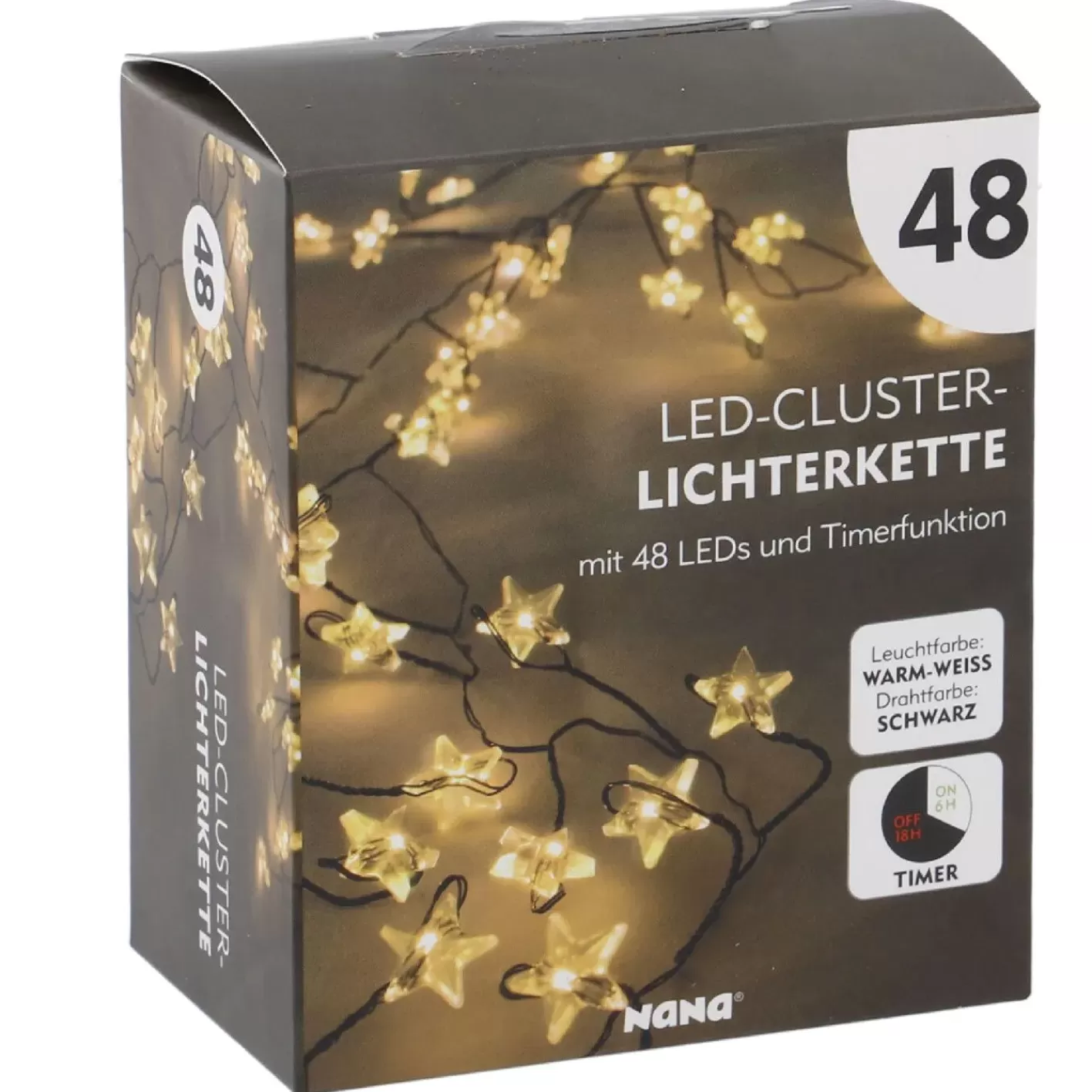 NANU-NANA Lichterkette Stern/Cluster, Schwarz, 48 LED Sale