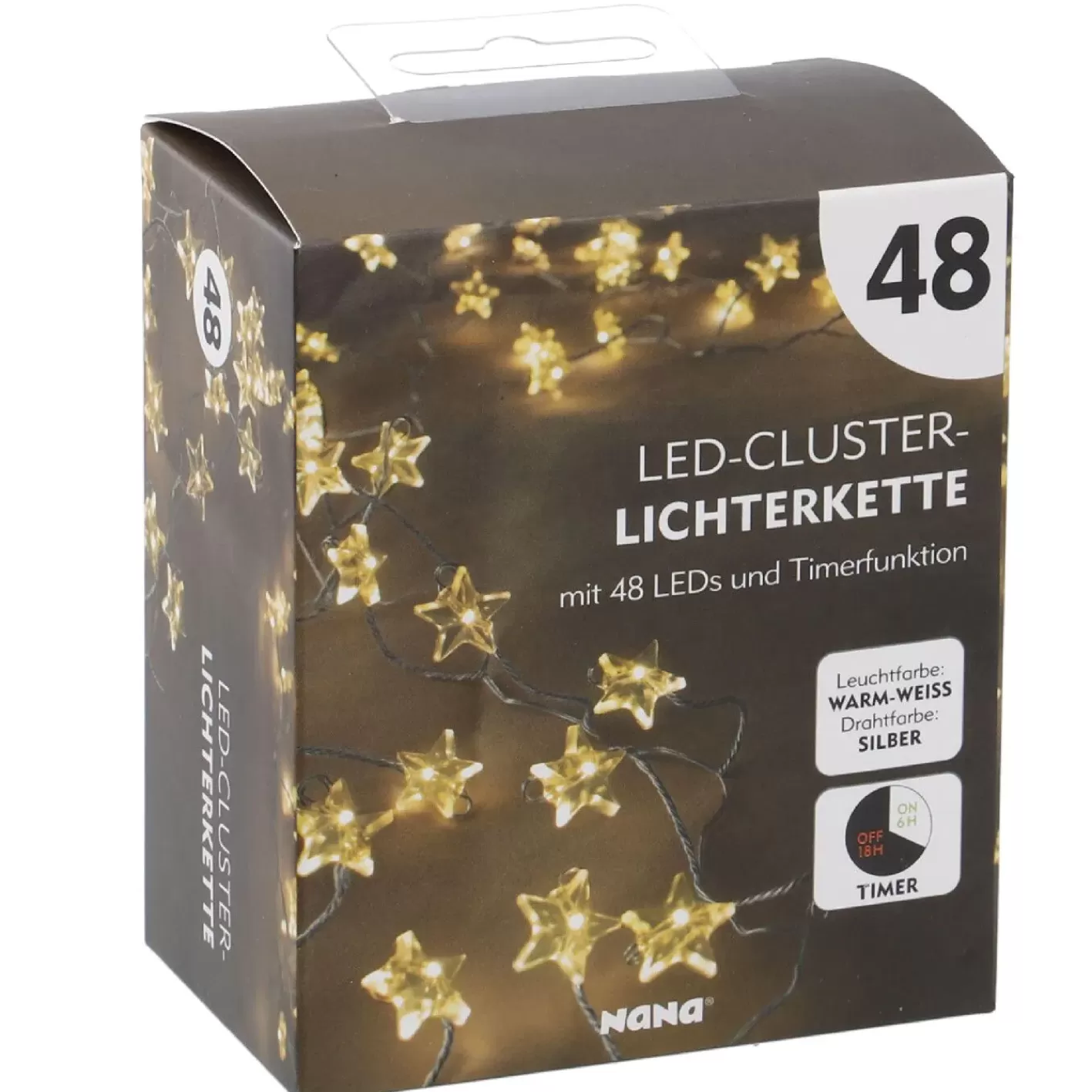 NANU-NANA Lichterkette Stern/Cluster, Silber, 48 LED Sale