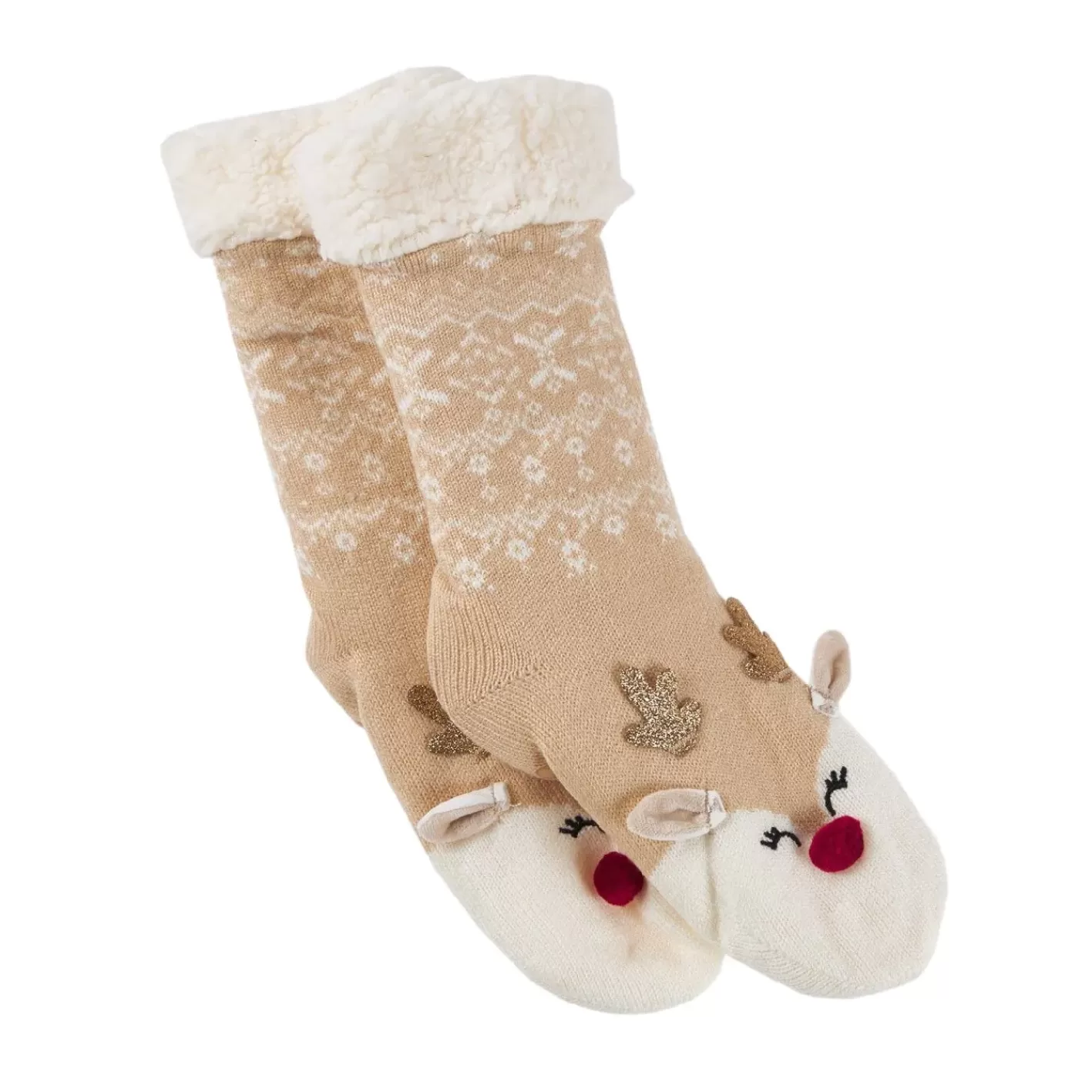 NANU-NANA Norweger Socken Xmas, Rentier/beige, Größe 35-42 Store