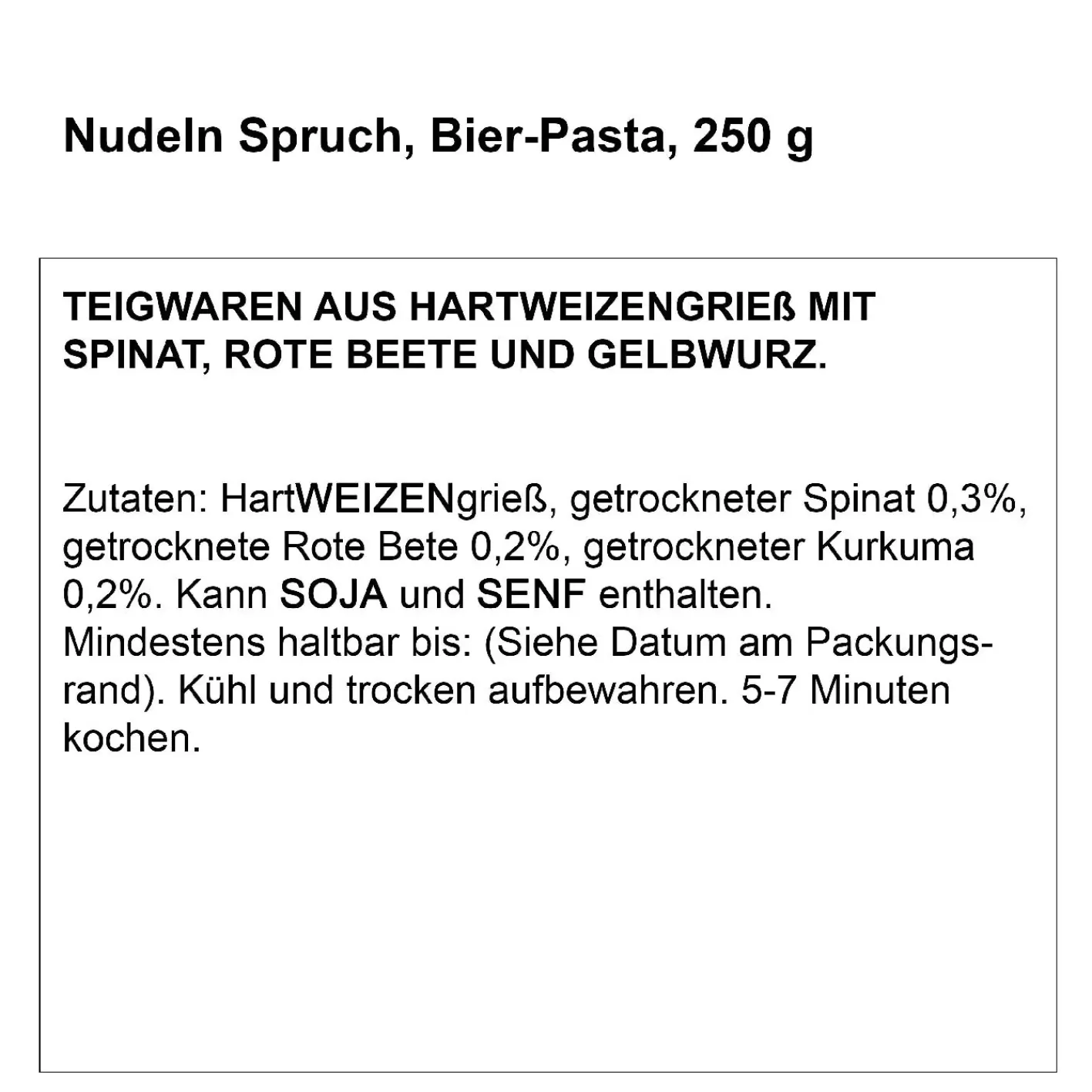 NANU-NANA Nudeln Spruch, Bier-Pasta, 250 G Store