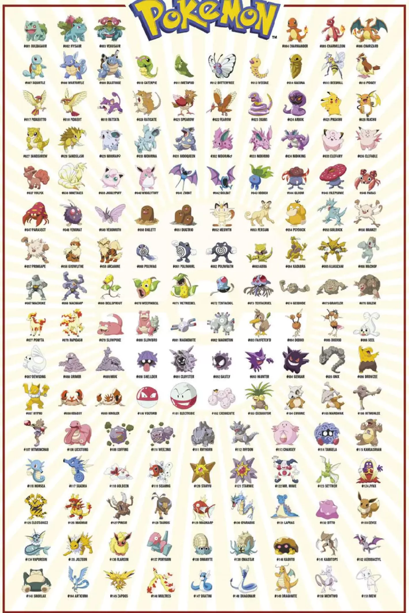 NANU-NANA Poster Pokemon, Kanto 151 English, Nr. 8 Sale